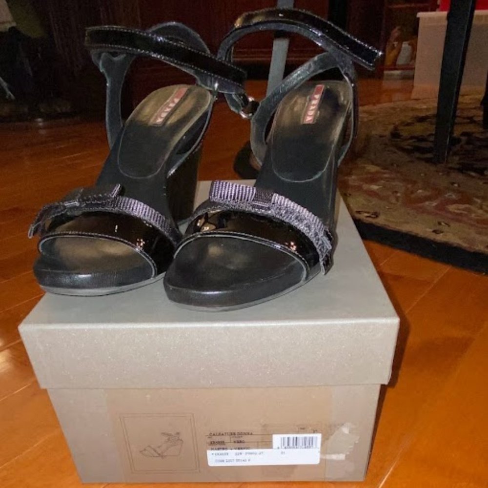 PRADA Calzature Donna Black Patent Sandals - Picture 5 of 9